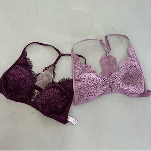 Victoria’s Secret Bundle Racerback Wireless Lace Bralettes Bras Front Clasps
